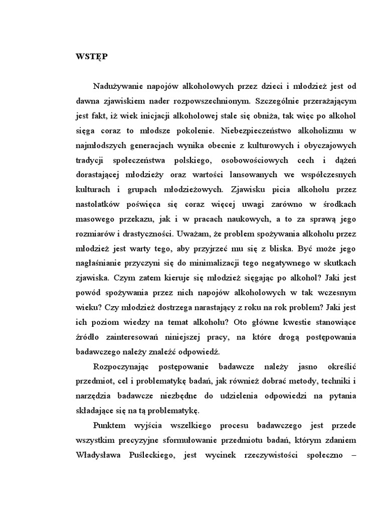 alkoholizm praca licencjacka